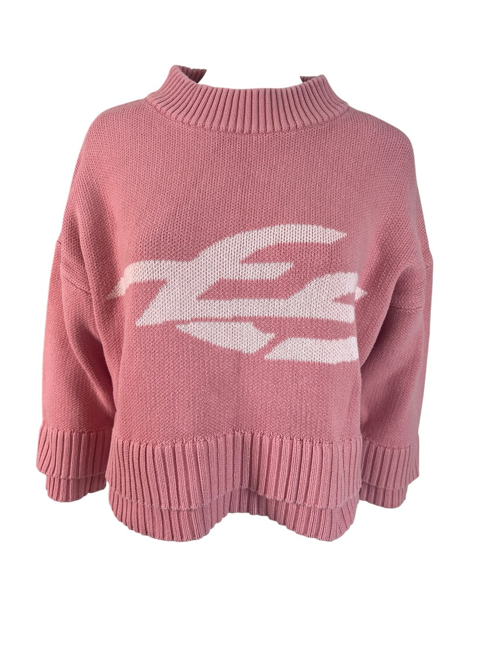 Eme Studio Sweater Bryss Panther Boxy Pink Turtleneck Crop Ski Oversized